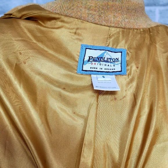 Vintage 90s Pendleton Womens S Yellow Wool Blazer Jacket 3 Button USA - Picture 7 of 10